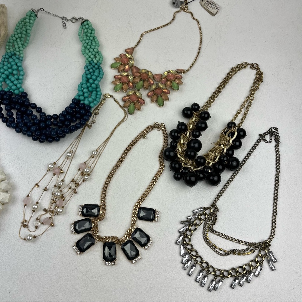 Y2k Assorted Necklaces Statement Beaded Bib Layer… - image 4